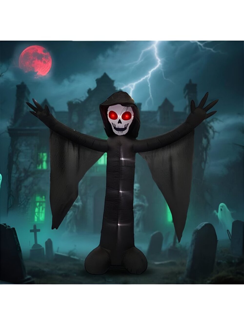 10FT Ghost Halloween Inflatable with Built-in LED Lights, Demon Ghost